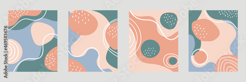 Vector set of abstract creative backgrounds in minimal trendy style  with copy space for text for templates, social media stories, card, wallpaper.