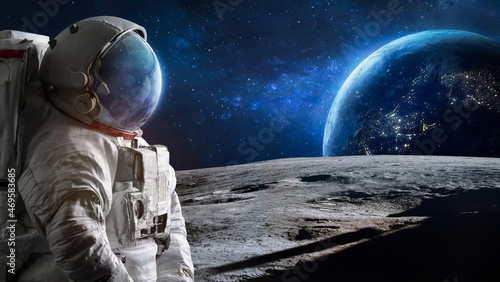 Canvas Print Astronaut on Moon surface
