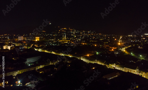 The town of Vršac at night. Aerial photography.  © Dusan