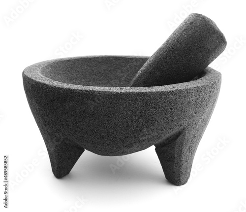 Isolated Molcajete Bowl On White photo