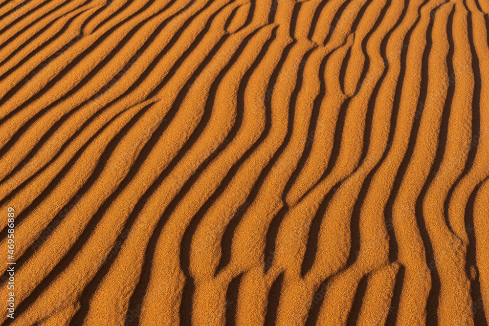 Ripples formed by the wind in the sand dunes of the desert in Saudi Arabia Ripples formed by the wind in the sand dunes of the desert in Saudi Arabia