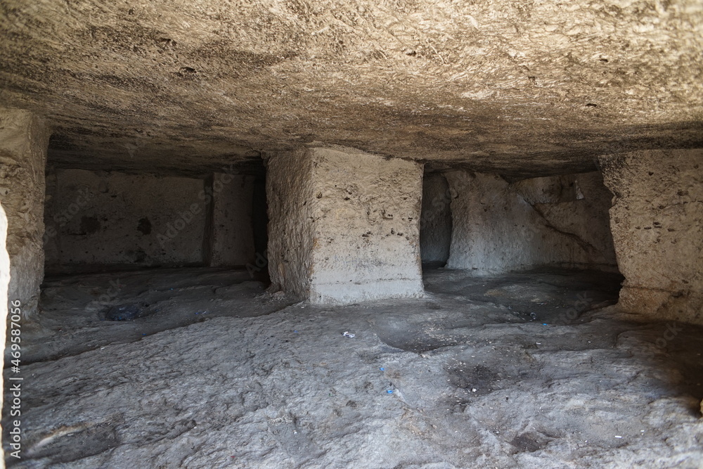 The natural wonder Ras-ıl Hacar region. Carved rock houses. Siirt - TURKEY The natural wonder Ras-ıl Hacar region. Carved rock houses. Siirt - TURKEY