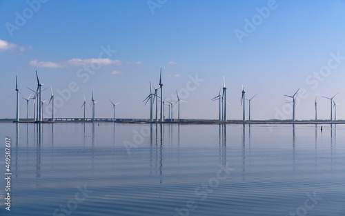 Wind turbines near the water, Zealand, Bruinisse, Netherlands