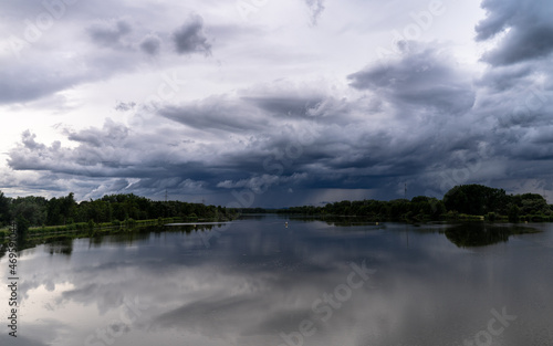 Storm over the Isar River in Bavaria, Germany