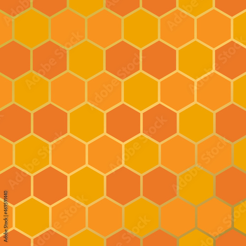 Honeycomb seamless pattern. Ginger honeycomb pattern. Gold honeycomb pattern.