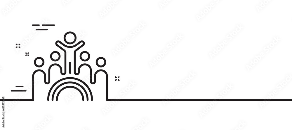 Inclusion line icon. Equity culture sign. Lgbt rainbow symbol. Minimal line illustration background. Inclusion line icon pattern banner. White web template concept. Vector Inclusion line icon. Equity culture sign. Lgbt rainbow symbol. Minimal line illustration background. Inclusion line icon pattern banner. White web template concept. Vector