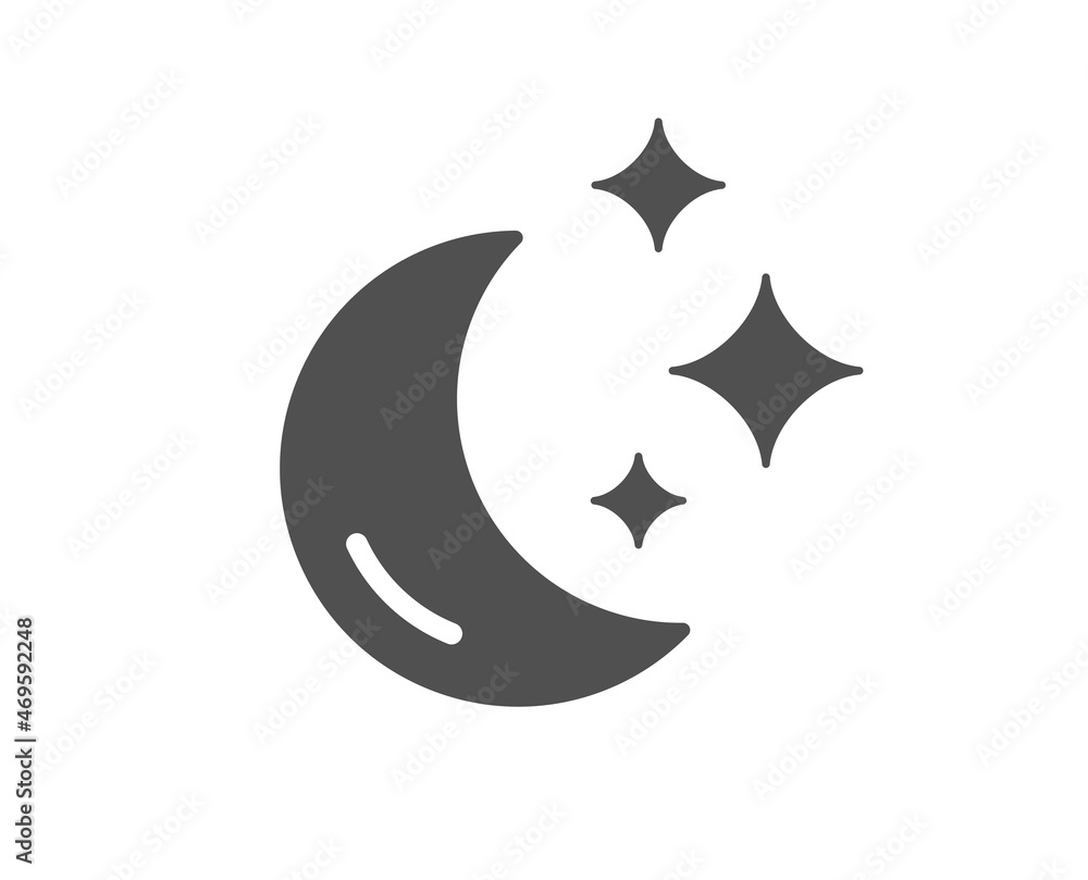 Moon quality icon. Sleep rest sign. Night lunar symbol. Classic flat style. Quality design element. Simple moon icon. Vector