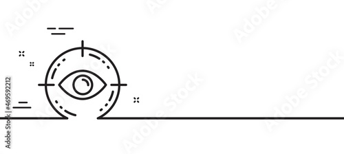 Eye target line icon. Oculist clinic sign. Optometry vision symbol. Minimal line illustration background. Eye target line icon pattern banner. White web template concept. Vector