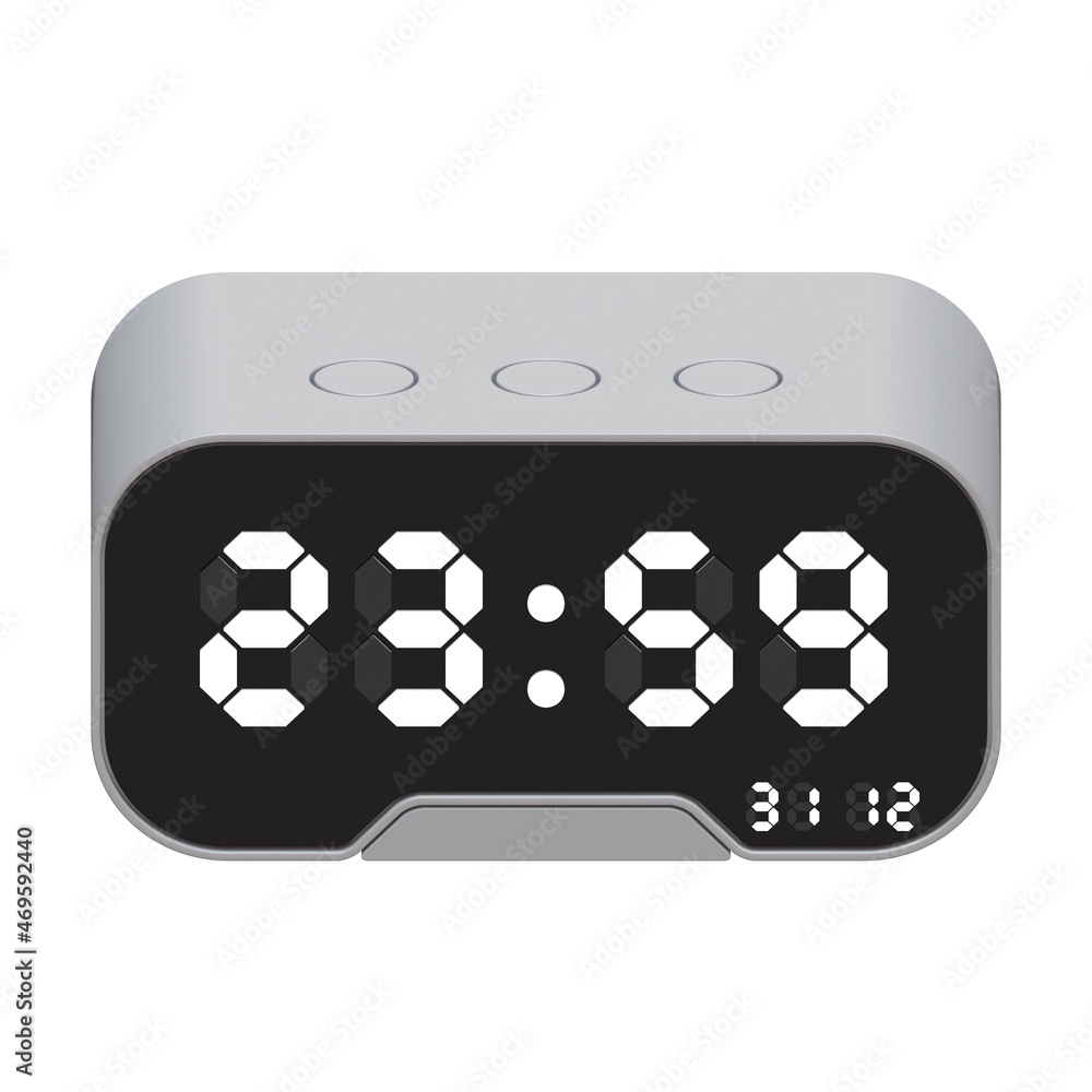 New Year Digital Alarm Clock 3D Rendering Illustration New Year Digital Alarm Clock 3D Rendering Illustration