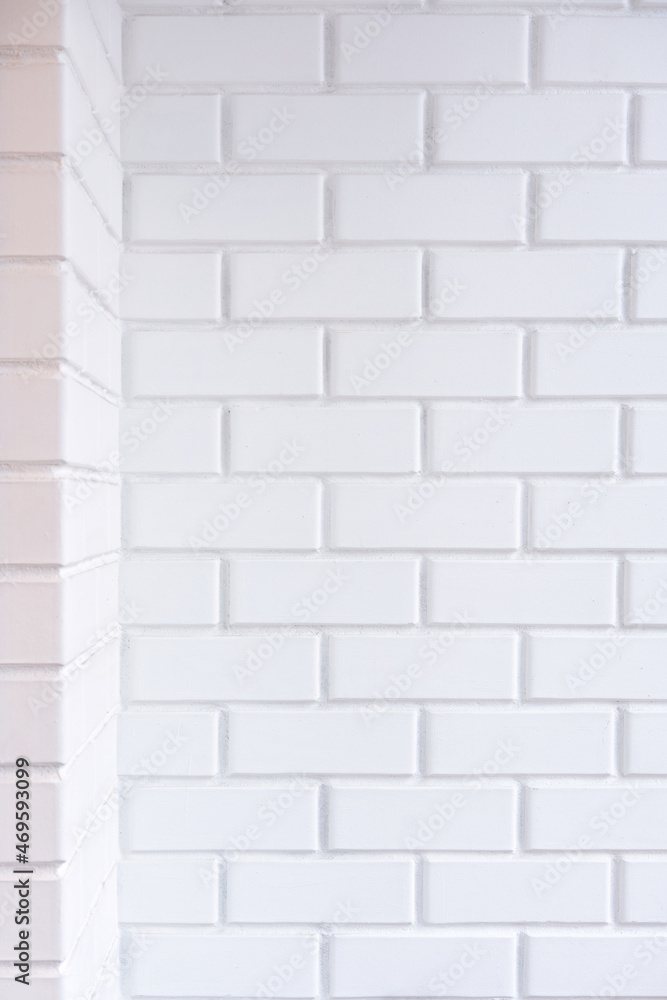 Naklejka premium White brick wall. Brick wall texture. Texture, background, pattern.