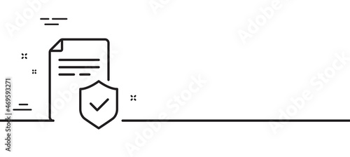 Insurance policy line icon. Risk coverage document sign. Policyholder symbol. Minimal line illustration background. Insurance policy line icon pattern banner. White web template concept. Vector