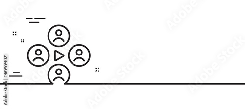 Video conference line icon. Online meeting sign. Video teamwork symbol. Minimal line illustration background. Video conference line icon pattern banner. White web template concept. Vector