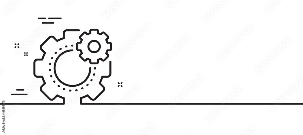 Cogwheel line icon. Engineering tool sign. Cog gear symbol. Minimal line illustration background. Cogwheel line icon pattern banner. White web template concept. Vector Cogwheel line icon. Engineering tool sign. Cog gear symbol. Minimal line illustration background. Cogwheel line icon pattern banner. White web template concept. Vector