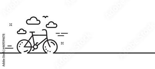 Bike rental line icon. Bicycle rent sign. Hotel service symbol. Minimal line illustration background. Bike rental line icon pattern banner. White web template concept. Vector