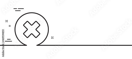 Delete line icon. Remove sign. Cancel or Close symbol. Minimal line illustration background. Close button line icon pattern banner. White web template concept. Vector
