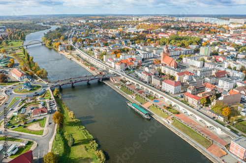 Aerial view of center of the Gorzow Wielkopolski city, Poland