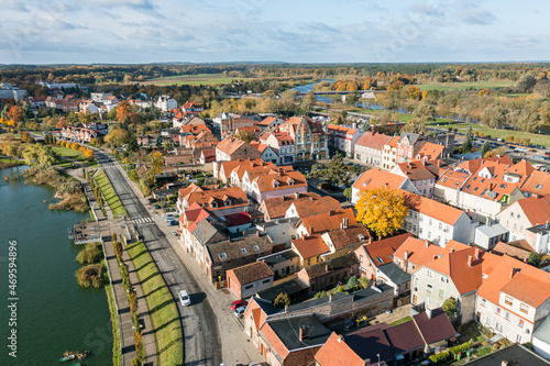 Aerial view of center of the Miedzychod city, Poland photo