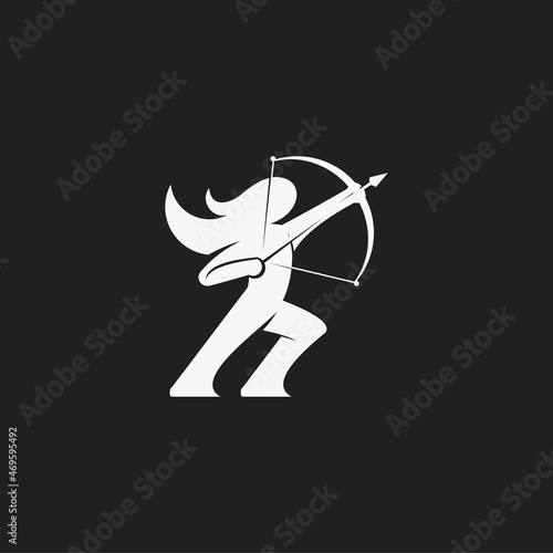 simple archer woman logo. vector illustration for business logo or icon