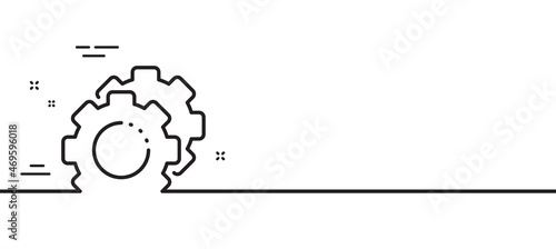 Settings gears line icon. Cogwheel sign. Working process symbol. Minimal line illustration background. Settings gears line icon pattern banner. White web template concept. Vector