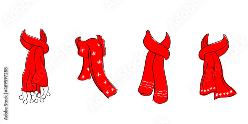 Collection of doodle red scarfs.