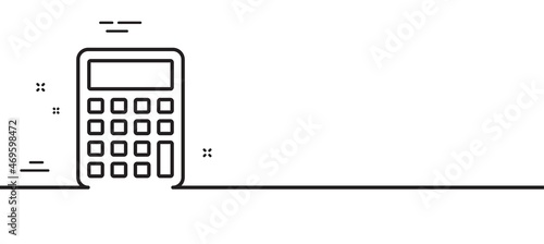 Calculator line icon. Accounting sign. Calculate finance symbol. Minimal line illustration background. Calculator line icon pattern banner. White web template concept. Vector