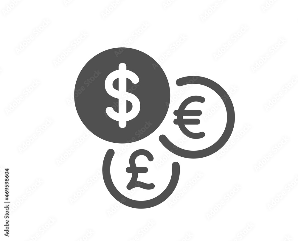 Money currency icon. Cash exchange sign. Stock trade symbol. Classic flat style. Quality design element. Simple money currency icon. Vector Money currency icon. Cash exchange sign. Stock trade symbol. Classic flat style. Quality design element. Simple money currency icon. Vector