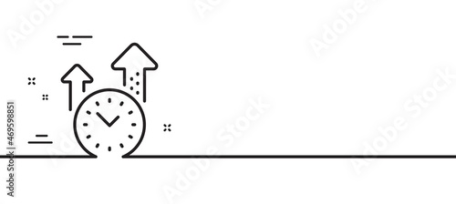 Time management line icon. Clock sign. Watch symbol. Minimal line illustration background. Time management line icon pattern banner. White web template concept. Vector