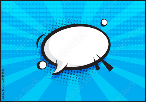 Comic speech balloon vector chat, retro cloud icon on blue backgrond in pop art style. Cartoon funny message illustration