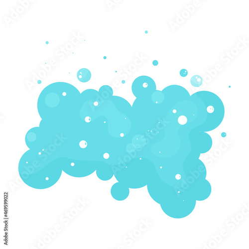 Blue soap bubbles, suds and foam vector icon. Effervescent air isolated on white background. Abstract simple illustration