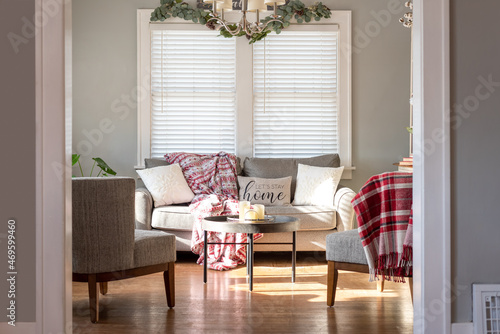 Obraz na plátne Cozy small sitting room in winter