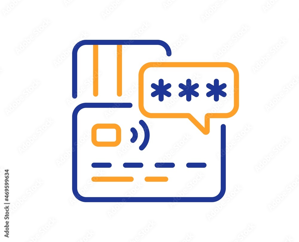 Credit card line icon. Bank money payment sign. Password protection symbol. Colorful thin line outline concept. Linear style card icon. Editable stroke. Vector Credit card line icon. Bank money payment sign. Password protection symbol. Colorful thin line outline concept. Linear style card icon. Editable stroke. Vector