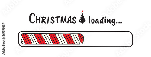 Christmas is loading progress bar with fir tree, funny countdown Christmas vector. Winter holiday illustration