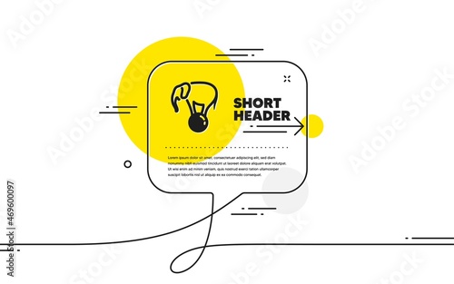 Elephant on ball icon. Continuous line chat bubble banner. Circus sign. Amusement park show. Elephant on ball icon in chat message. Talk comment and speak background. Vector