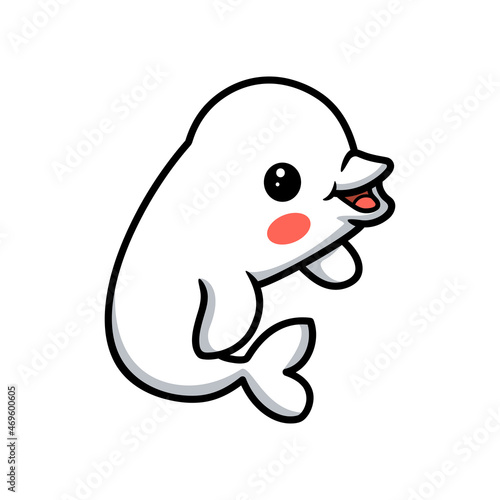 Cute little beluga whale cartoon