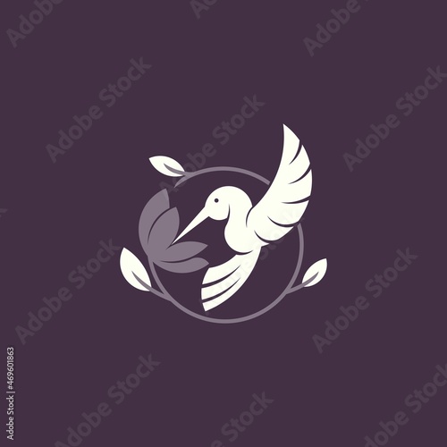 simple flower and bird logo. vector illustration for business logo or icon