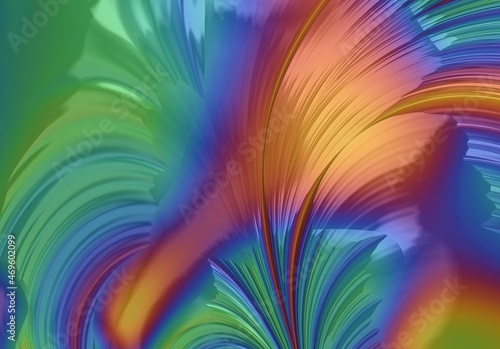Abstract illustration of wavy rainbow colors background design © PaulShlykov
