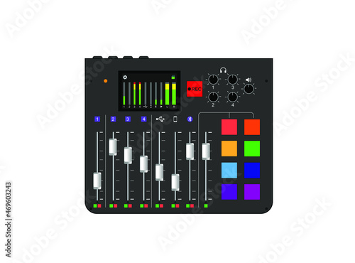 Audio Mixer for Live Streaming  and Studio Production.
Audio Mixer Panel.