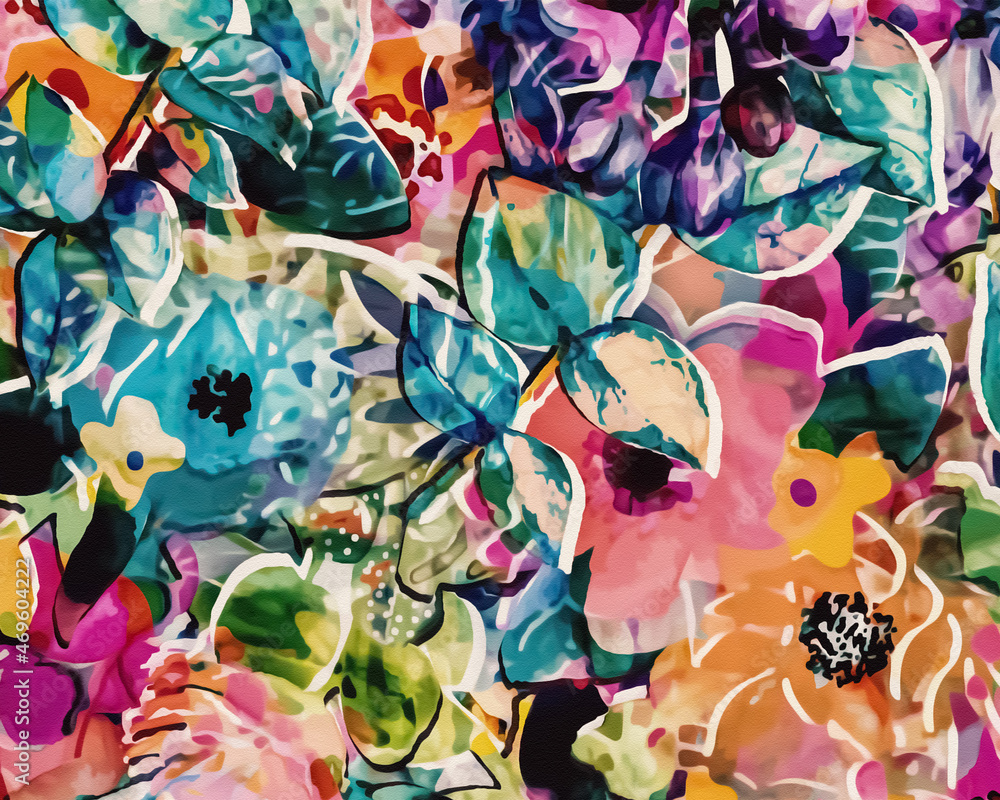 Abstract Retro Flowers 