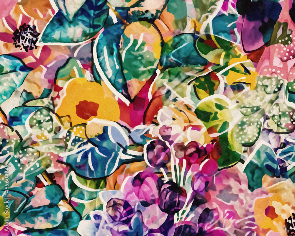 Abstract Retro Flowers 