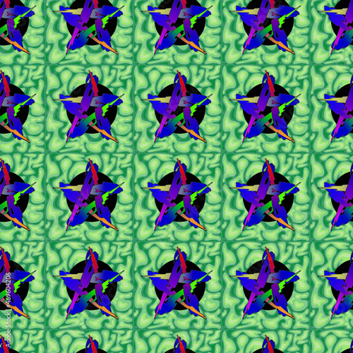 Vector seamless pattern. The pattern with a star is drawn with paint dabs. Seamless woven pattern. Design print for textile, fabric, wallpaper, background.