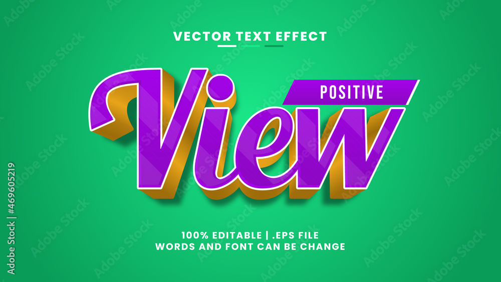 Positive View classic retro vintage style editable text effect 3d template