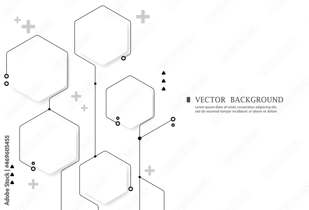 Geometric hexagon connnection concept.White vector background