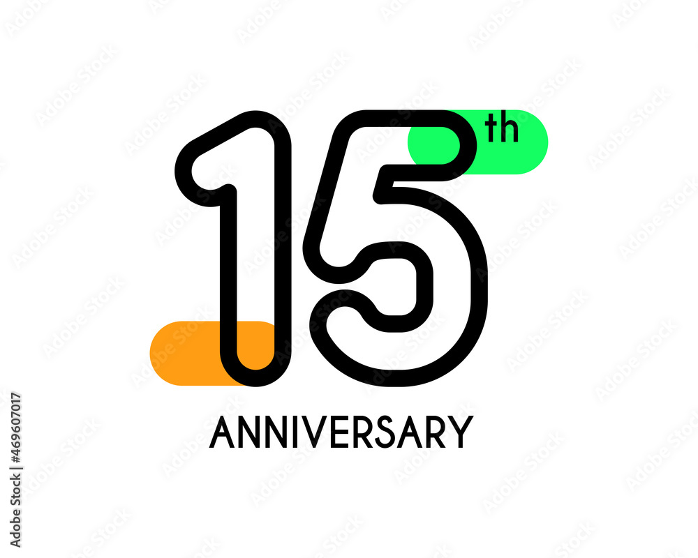 15th anniversary logo design with geometric shapes and colorful 15th anniversary logo design with geometric shapes and colorful