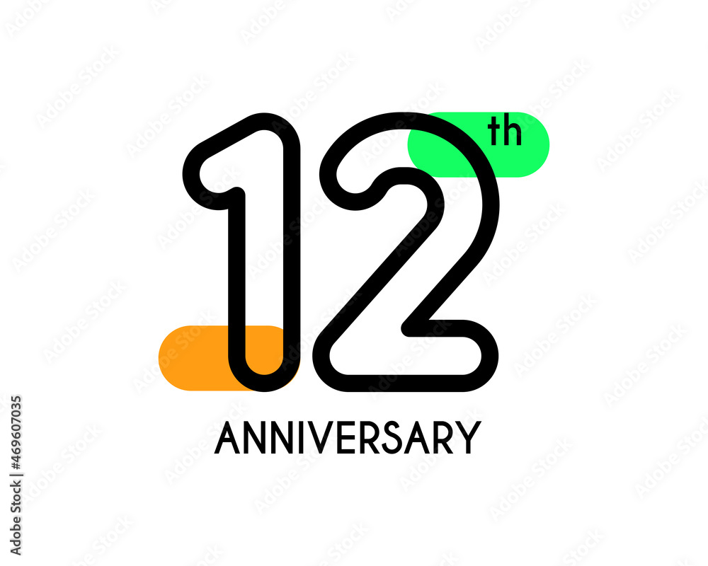 12th anniversary logo design with geometric shapes and colorful 12th anniversary logo design with geometric shapes and colorful