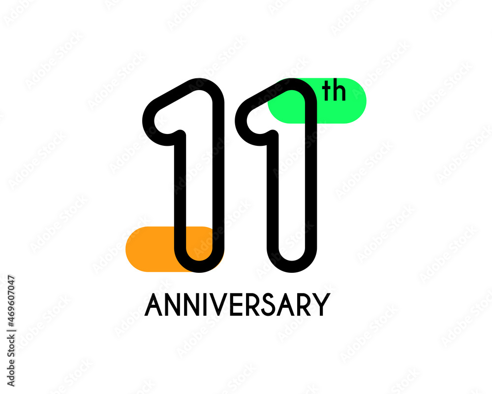 11th anniversary logo design with geometric shapes and colorful 11th anniversary logo design with geometric shapes and colorful