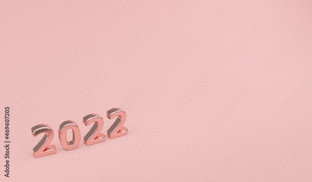 3D Rendering 2022 pink decoration Happy new year holiday background. 3D Render illustration. 3D Rendering 2022 pink decoration Happy new year holiday background. 3D Render illustration.