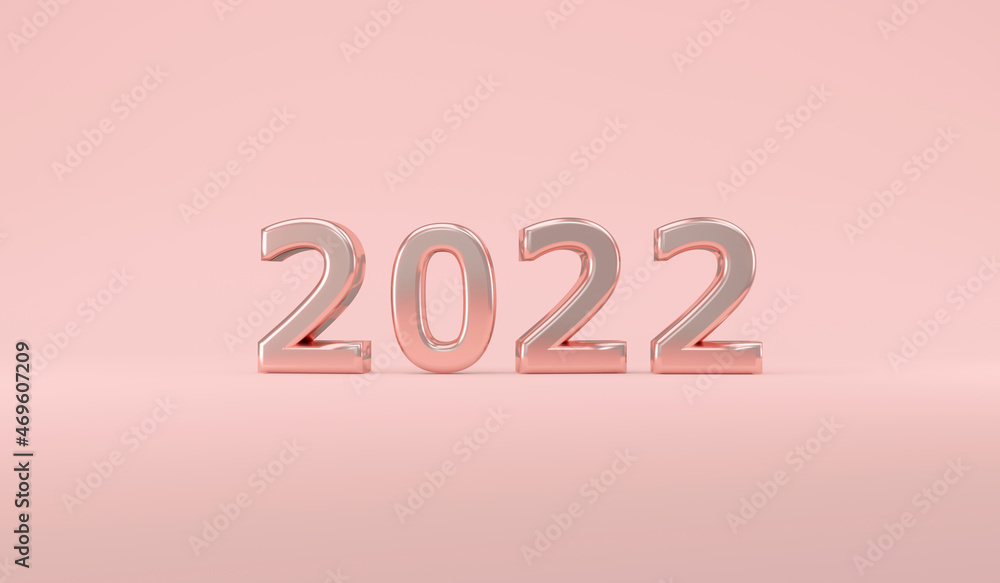 3D Rendering 2022 pink decoration Happy new year holiday background. 3D Render illustration. 3D Rendering 2022 pink decoration Happy new year holiday background. 3D Render illustration.