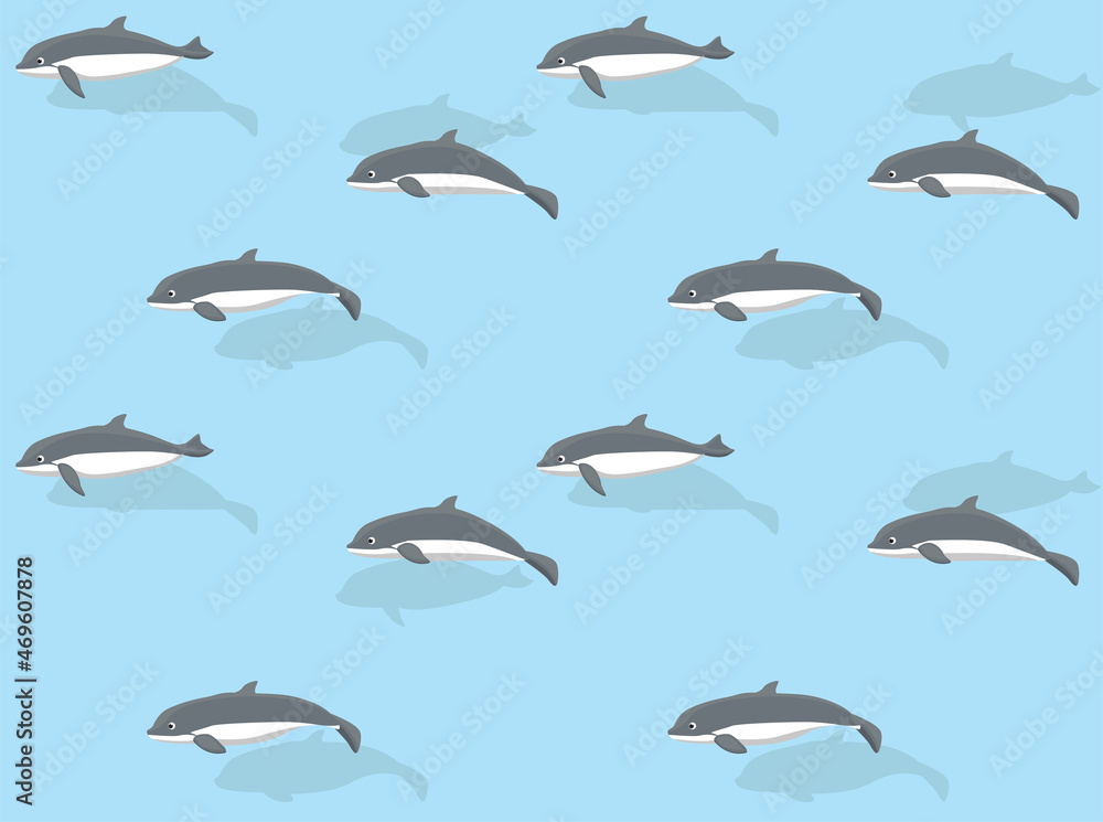 Naklejka premium Animal Cartoon Harbor Porpoise Seamless Wallpaper Background
