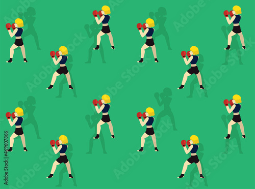Boxing Poses Cartoon Moving In and Out Seamless Wallpaper Background