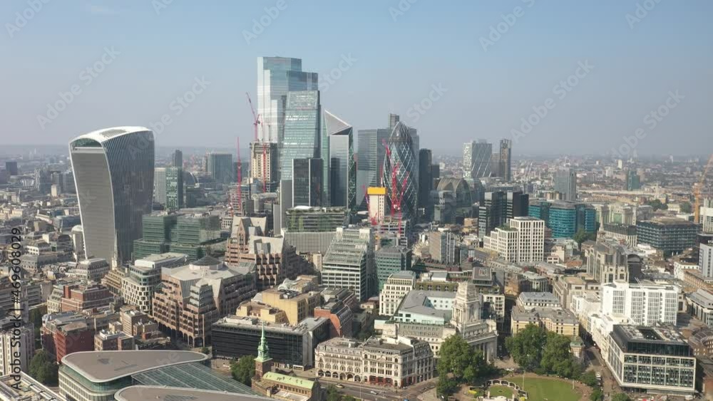 group of tall modern iconic skyscrapers in City economic and financial hub. London, UK group of tall modern iconic skyscrapers in City economic and financial hub. London, UK